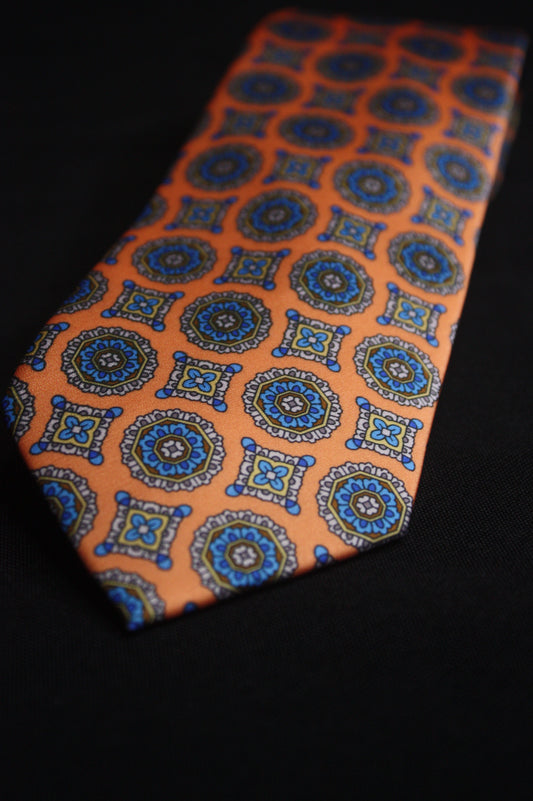 Orange Medallion Pattern Tie