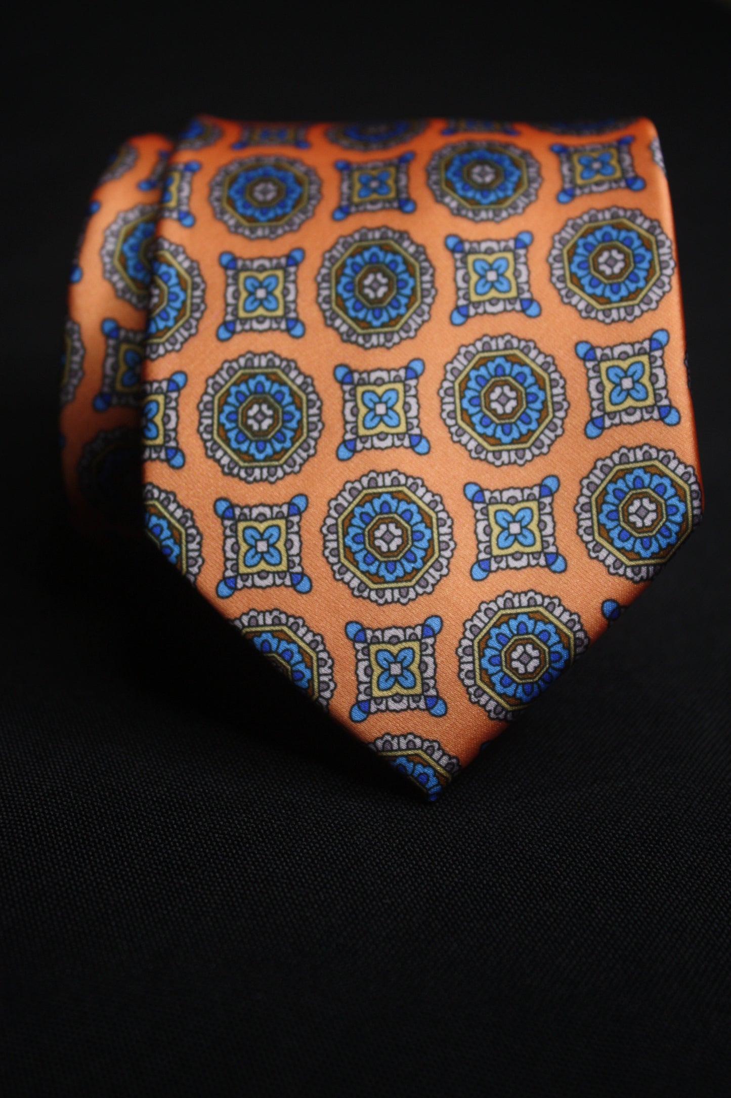 Orange Medallion Pattern Tie