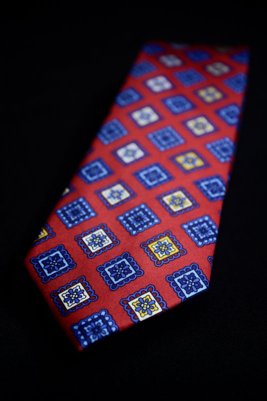Red, Blue Framed Squares Tie